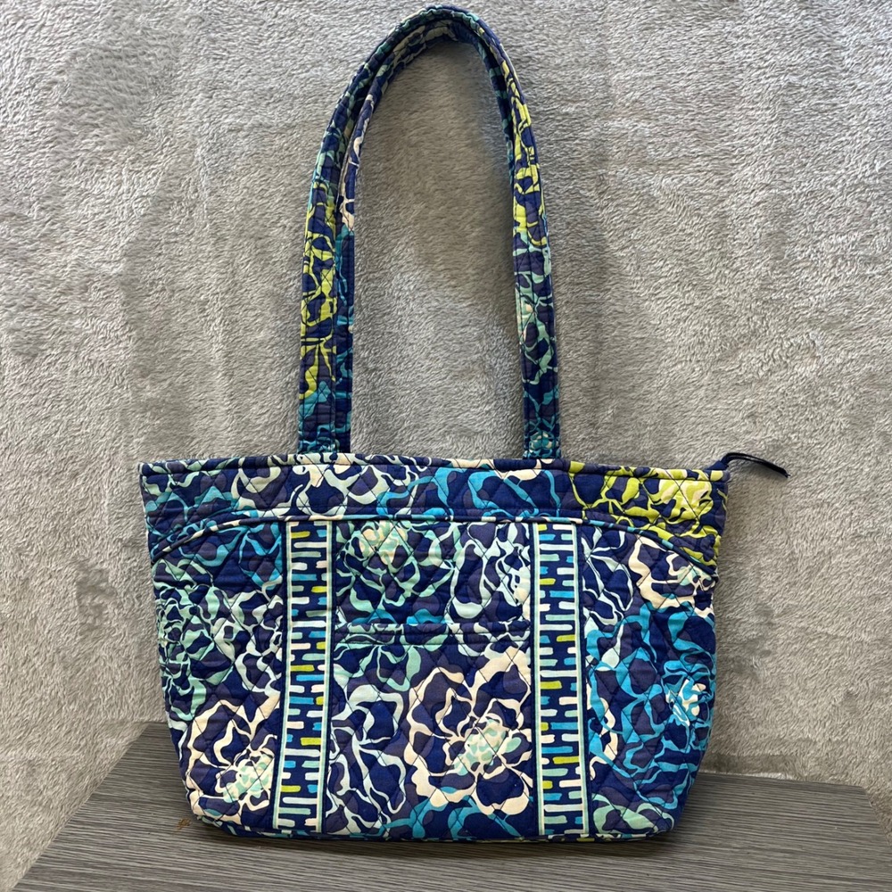 Vera Bradley Blue Bayou Quilted Cotton Tote Coastal Floral Preppy‎ Washable